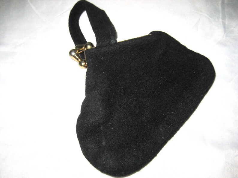 Black wool wristlet tiny black fabric purse formal evening | Etsy