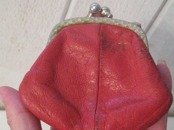 Vintage change purse, coin purse, brown tooled le… - image 6