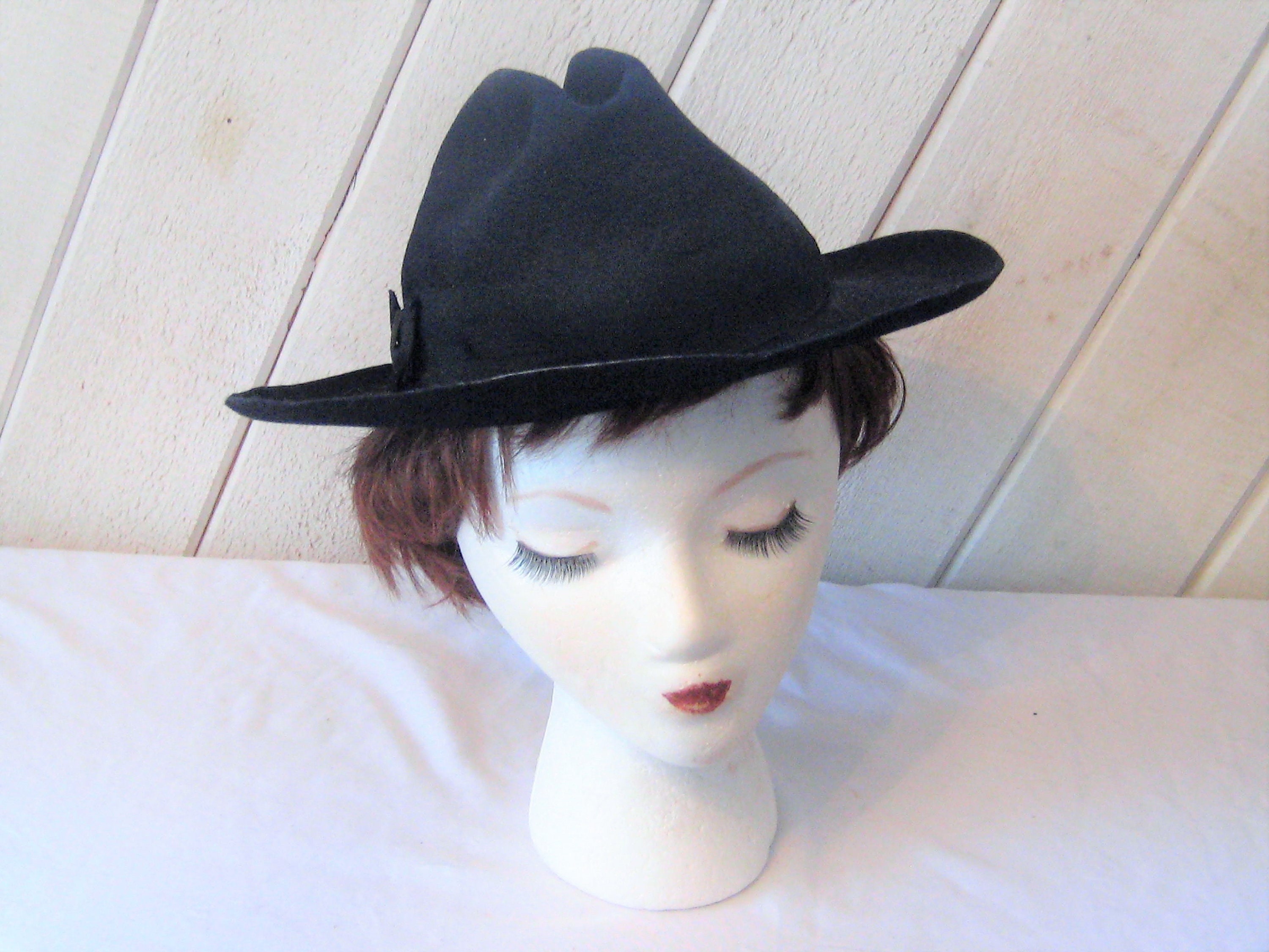 Vintage Womens Cowboy Hat Black Cowgirl 
