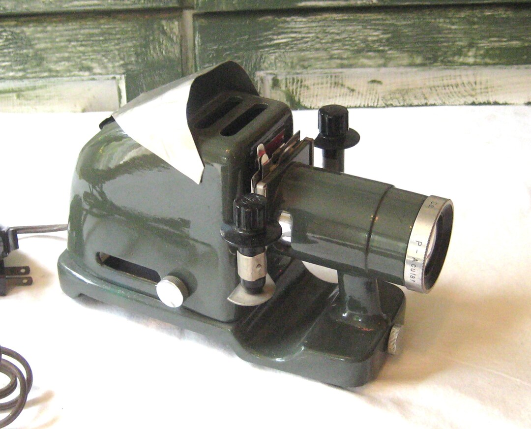 Antique Slide Projector Army Green Metal Birdie Fuji Photo Etsy