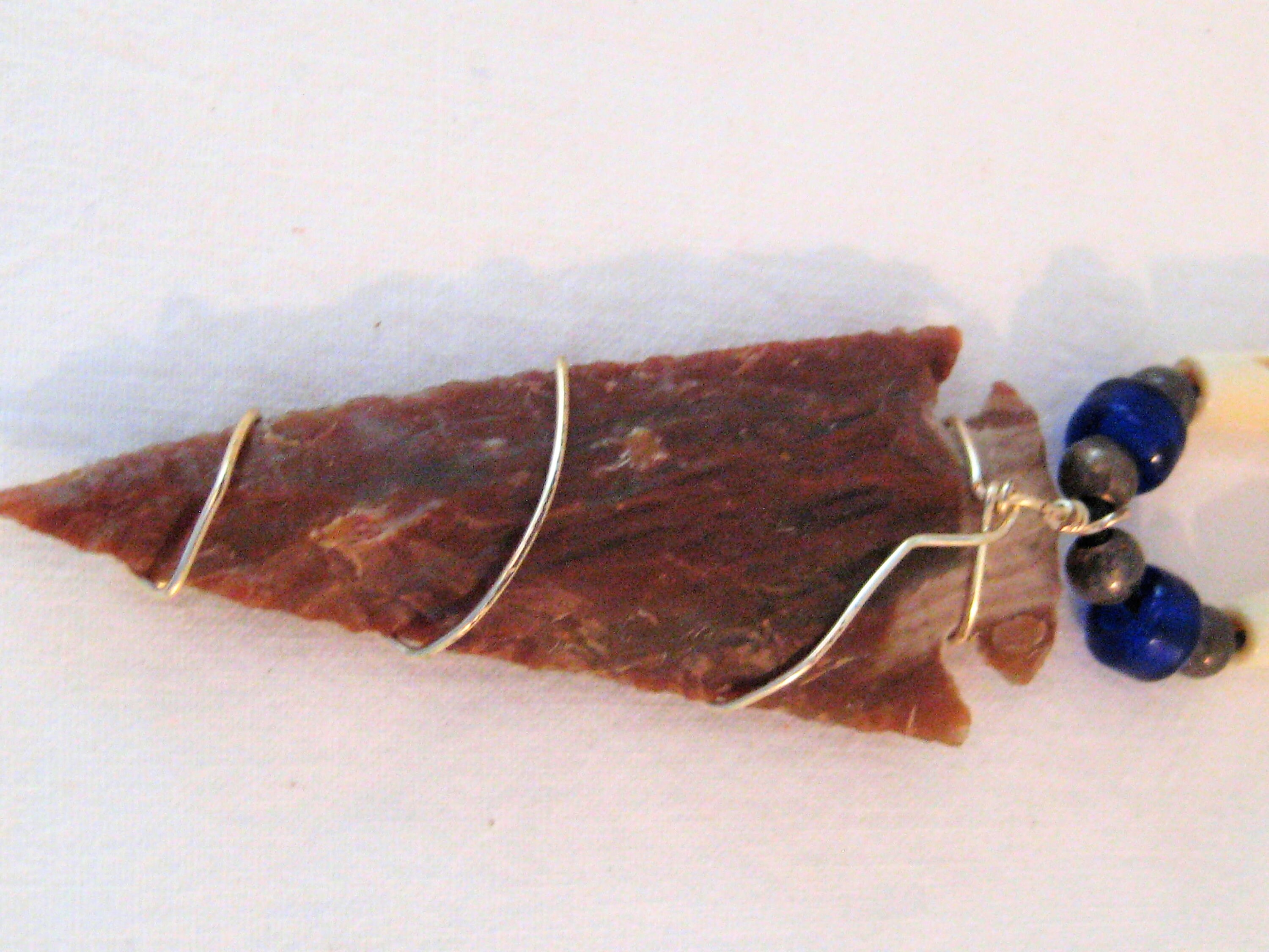 Vintage Arrowhead Necklace, Wire Wrapped Genuine Real Agate Slate