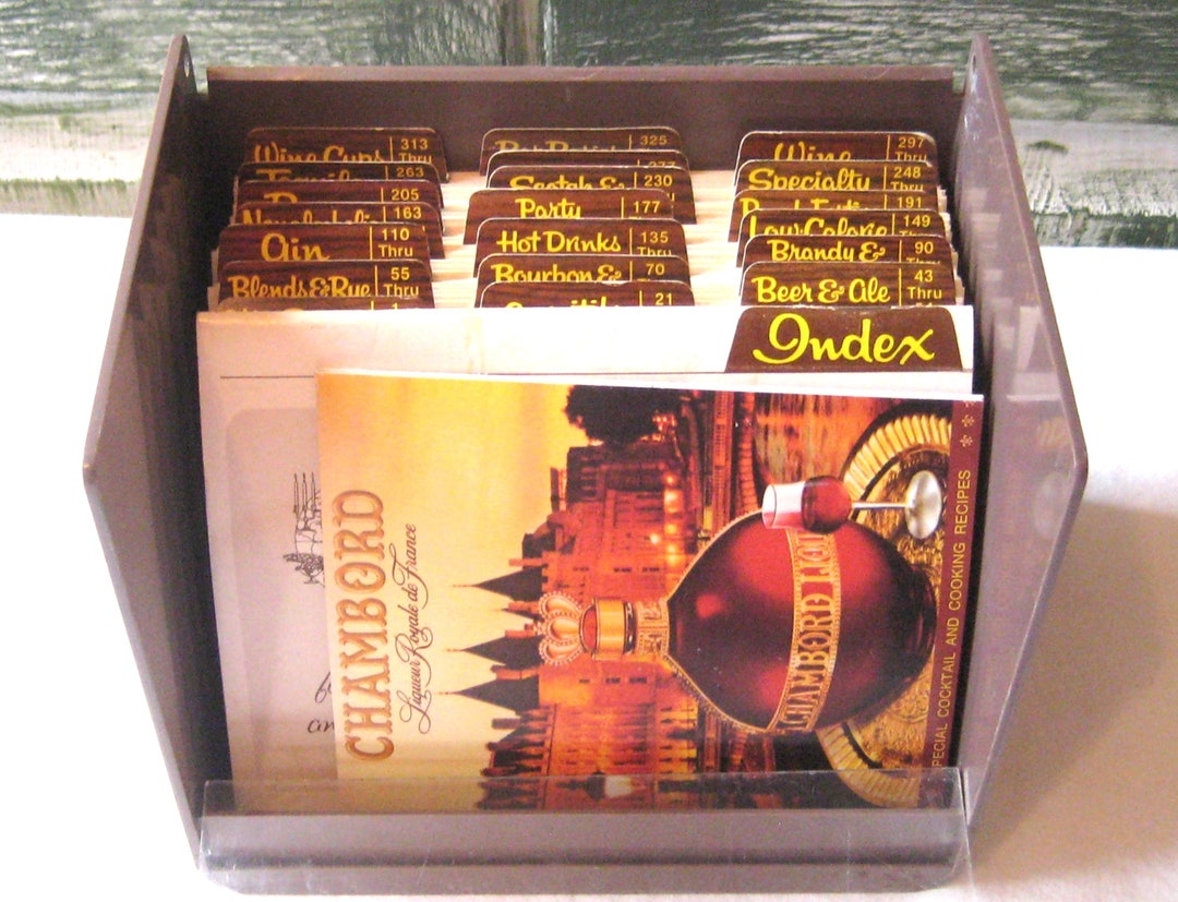 Vintage Plastic Recipe Box Index Cards Recipes for Alcohol Etsy