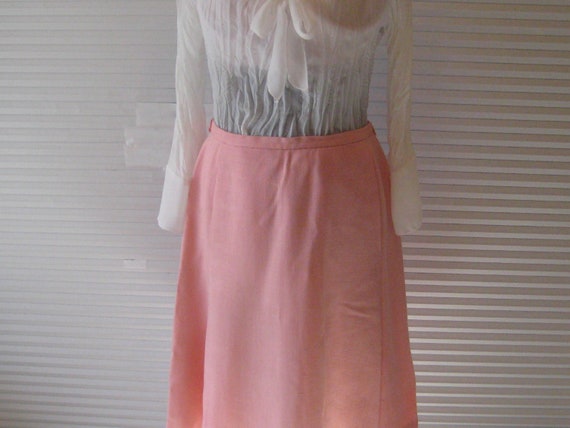 Vintage Pink cotton linen skirt, full fit to flar… - image 2