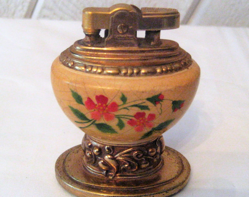 Antique Table Top Lighter Ronson Lighter Leona Heavy Brass Etsy