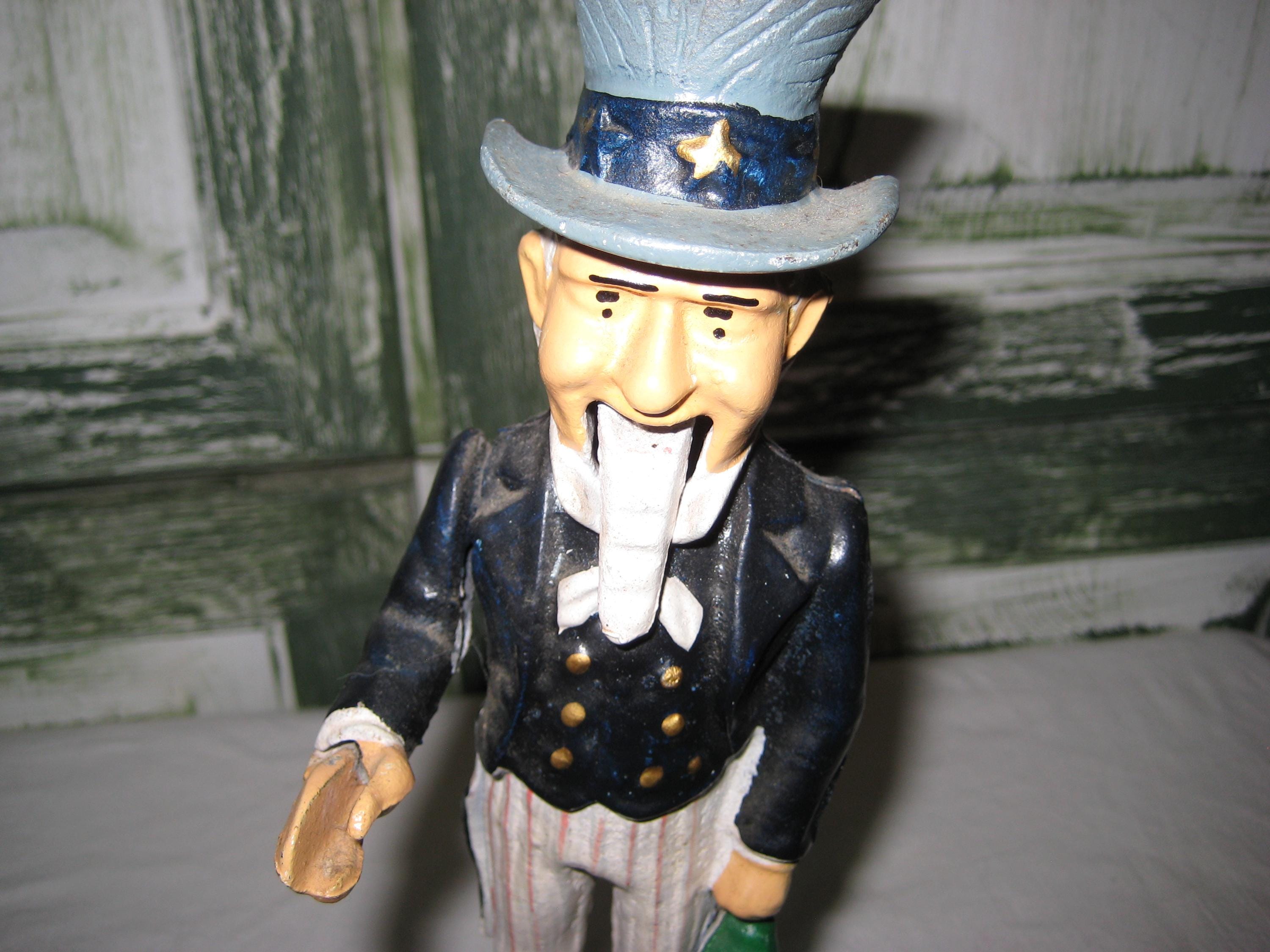 Vintage Cast Iron, Uncle Sam Piggy Bank, Antique Reproduction