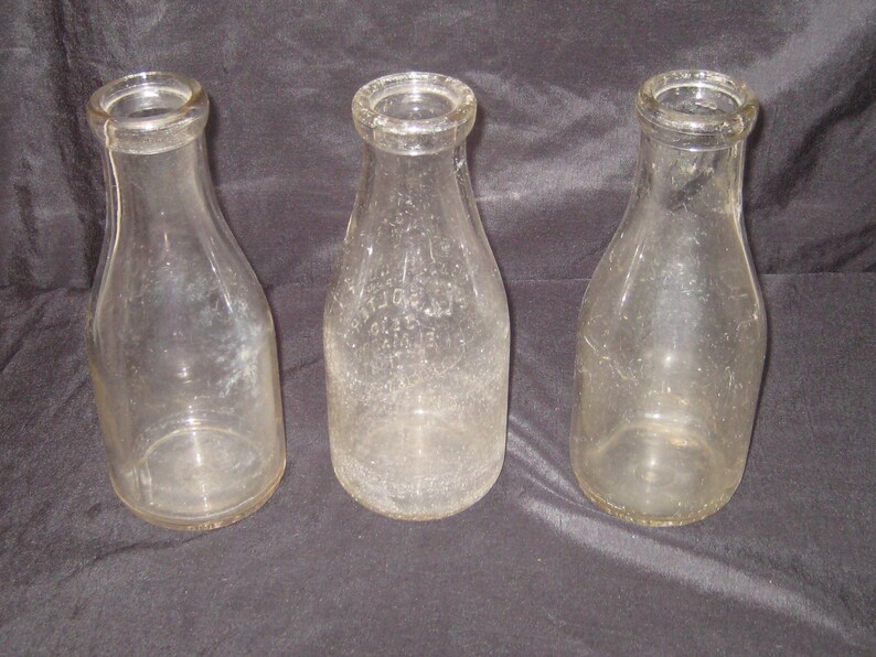 Antique Clear Glass Milk Bottle One Quart CMDA C Walter Etsy