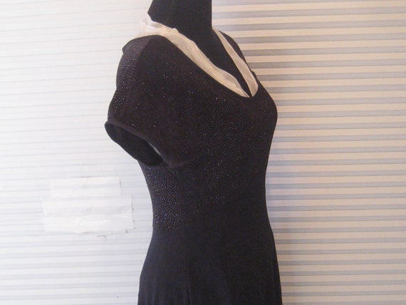 Vintage black dress, 70s 80s, polyester glitter b… - image 7