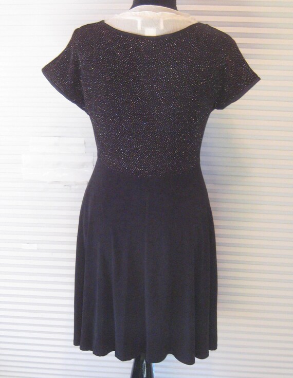 Vintage black dress, 70s 80s, polyester glitter b… - image 5