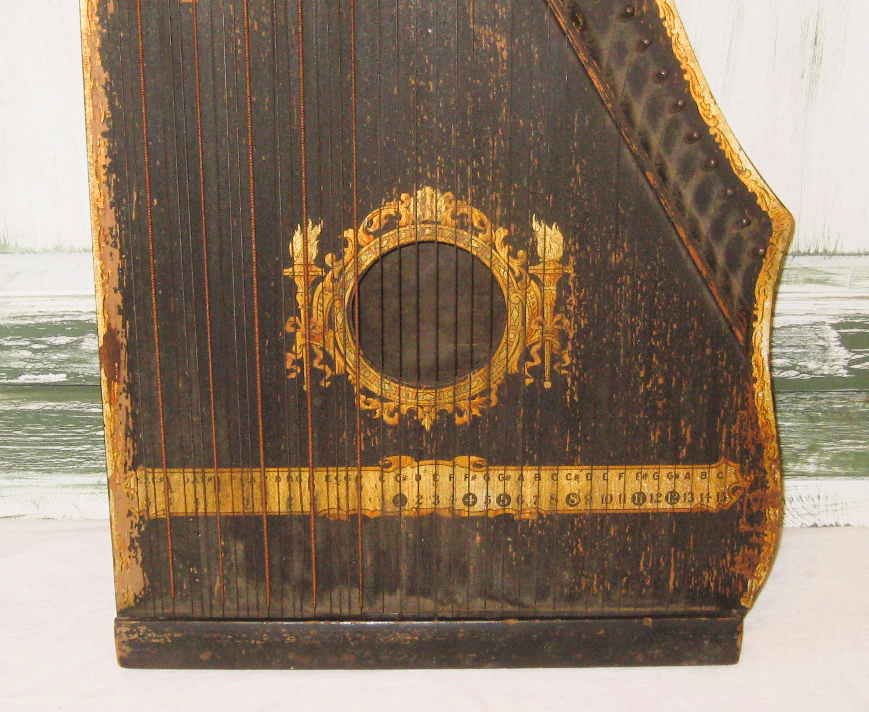 アンティーク　オート　ハープ　木製　1800年代後半　楽器　アメリカ Antique Auto Harp Musical Instrument, 1880s, Black Wood