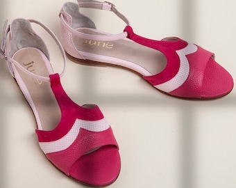 Vickyna sandals- flat shoes available in pink and blue - Handmade in Argentina