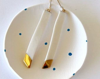 Handcrafted Porcelain Sticks Earrings – Elegant and luxury jewelry. Handmade in California
