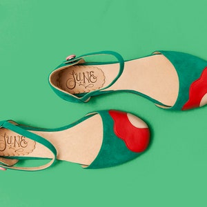 Lorna Green. Green suede woman shoes. To dance lindy hop, swing or wear. Made in Argentina image 5