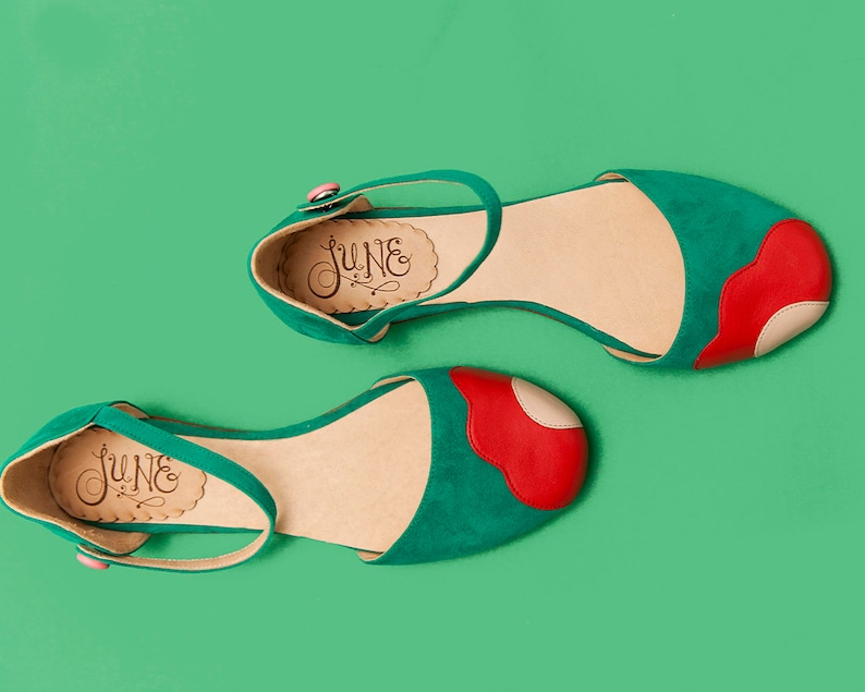 Lorna Green. Green suede woman shoes. To dance lindy hop, swing or wear. Made in Argentina image 5