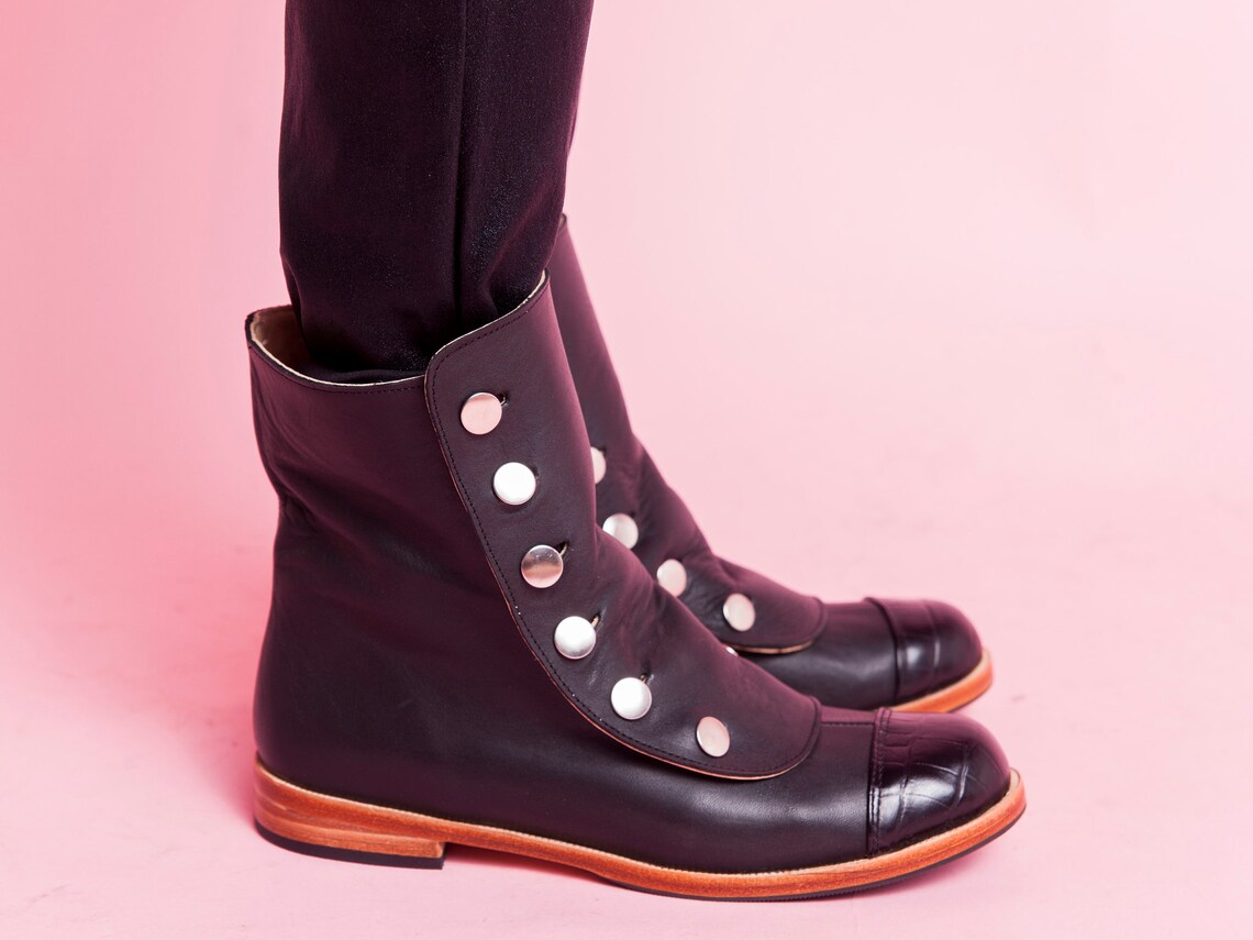 Mamba Black Leather boots Handmade in Argentina Free Etsy