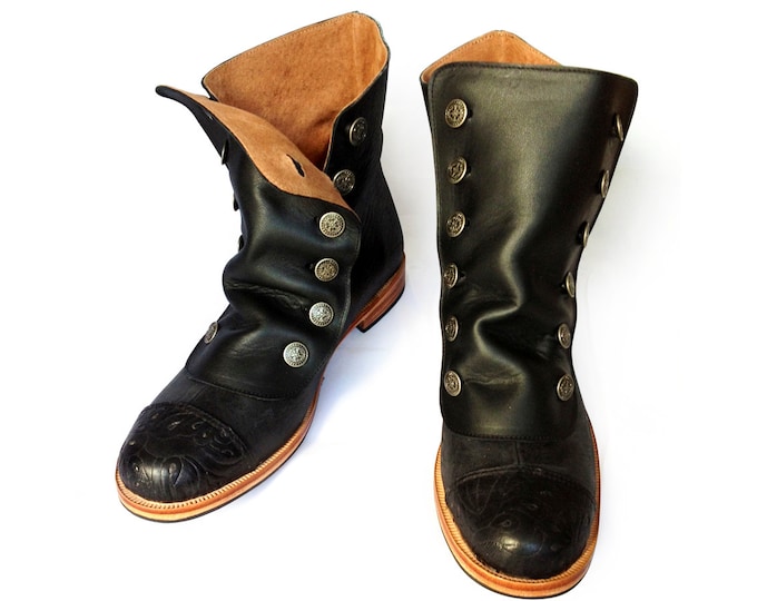 Mamba Black Black Leather Boots Etsy