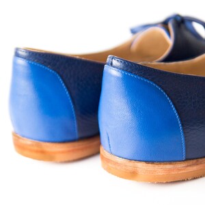 Oxford blue Leather flats Woman flat shoes Handmade by Quiero June image 4
