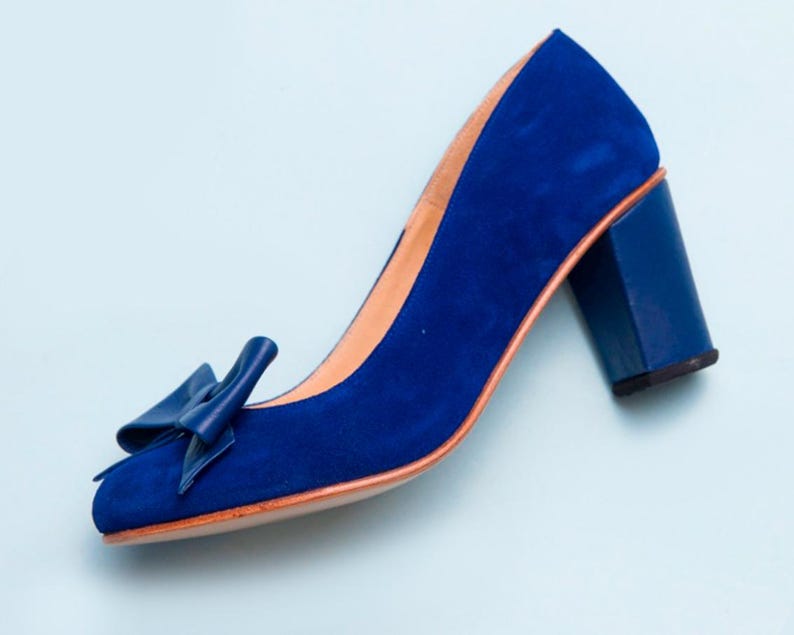 Handmade Leather Heels: Romantic Vintage Style Shoes - Argentina Blue