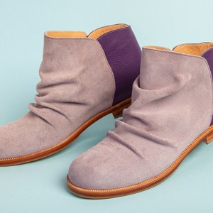 Botineta. Handmade leather and suede boots in red, purple and blue. Handmade in Argentina. image 1
