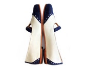 SALE **** Blue and white flat leather shoes