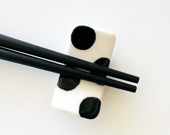 Black & White Chopstick Holder. Home Decor, Small Gift.  Handmade in California