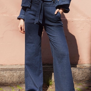 Retro vintage denim pant. Blue women jeans. Denim style, palazzo wide-leg. Handmade in Argentina - Margot Denim