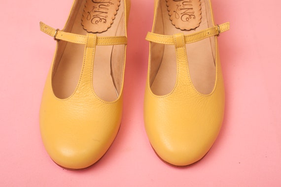 yellow mary jane flats