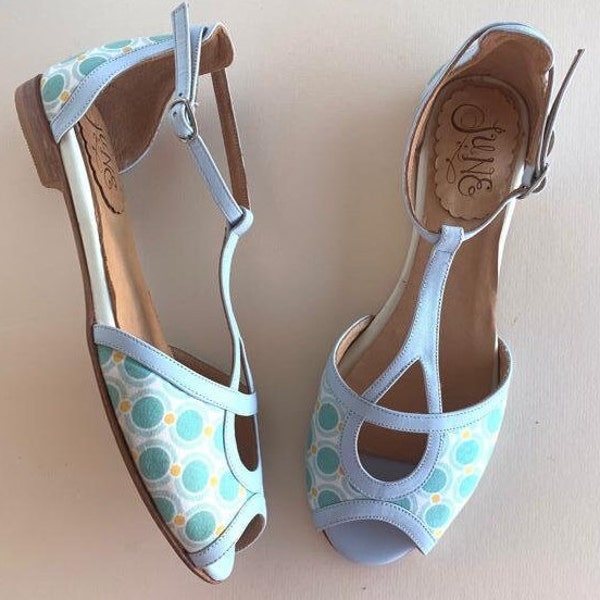 You and I Sandals in Light Blue Metallic Leather main image 1