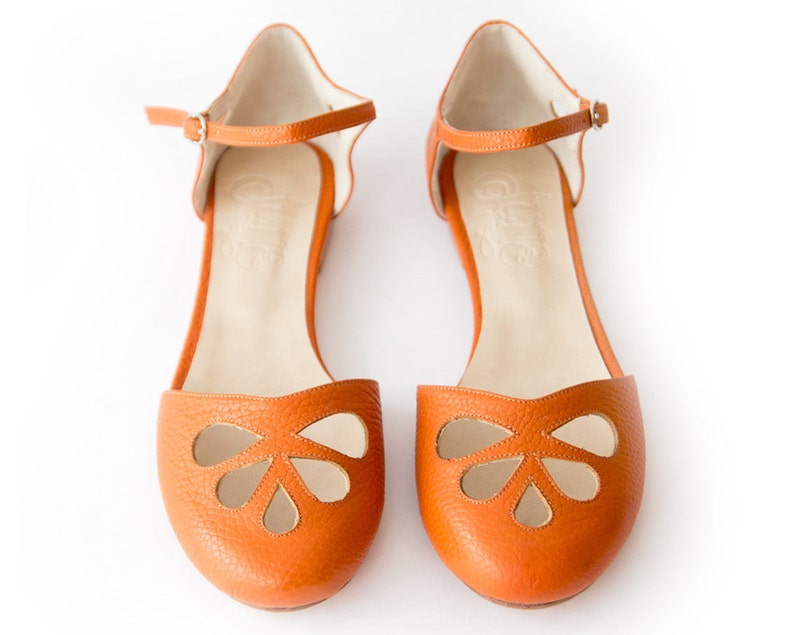 Orange Pie Sandal in Orange Leather Handmade in Argentina | Etsy