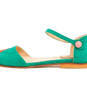 Lorna Green. Green suede woman shoes. To dance lindy hop, swing or wear. Made in Argentina image 7