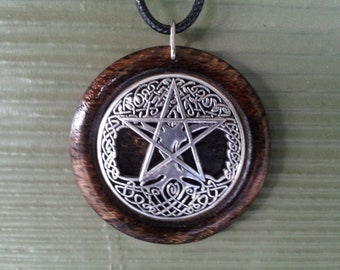Pentagram As above so below Tree of Life Burnt Oak Pendant, statement jewelry, witchcraft, wiccan jewelry, symbolic, unisex gift, paganism