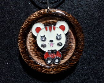 Pendentif souris en chêne brûlé, bijoux pour enfants