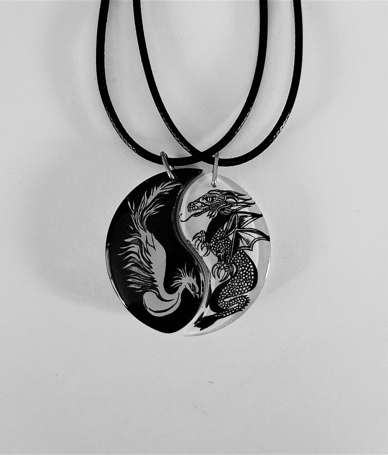 Phoenix and Dragon Friendship Necklaces Wedding Gift Couples Etsy