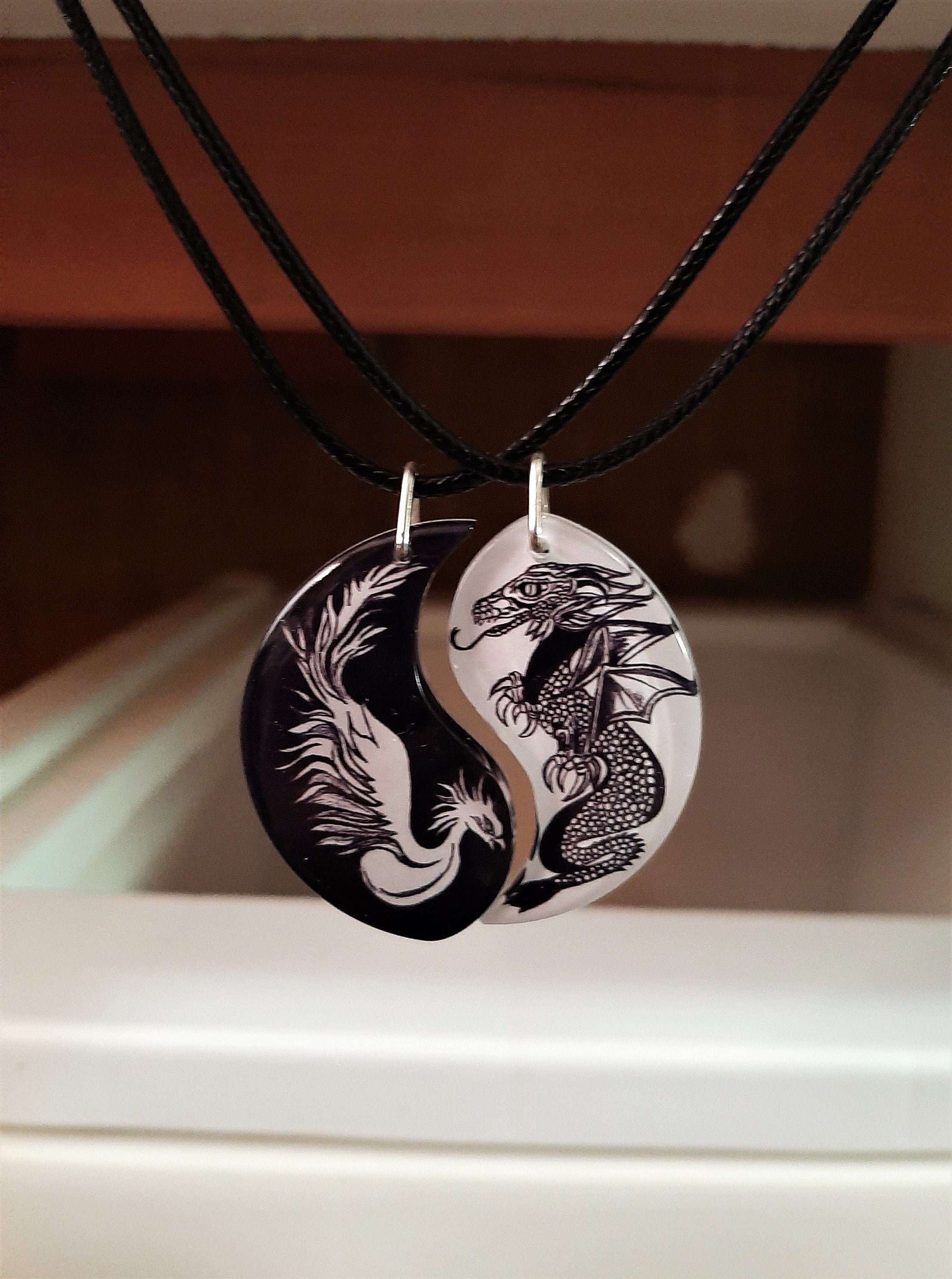 Paired Pendants Necklace for Couples BFF Tai Chi Yin Yang Dragon Pattern  Chain White Black Friendship Necklaces Bracelet Jewelry - AliExpress