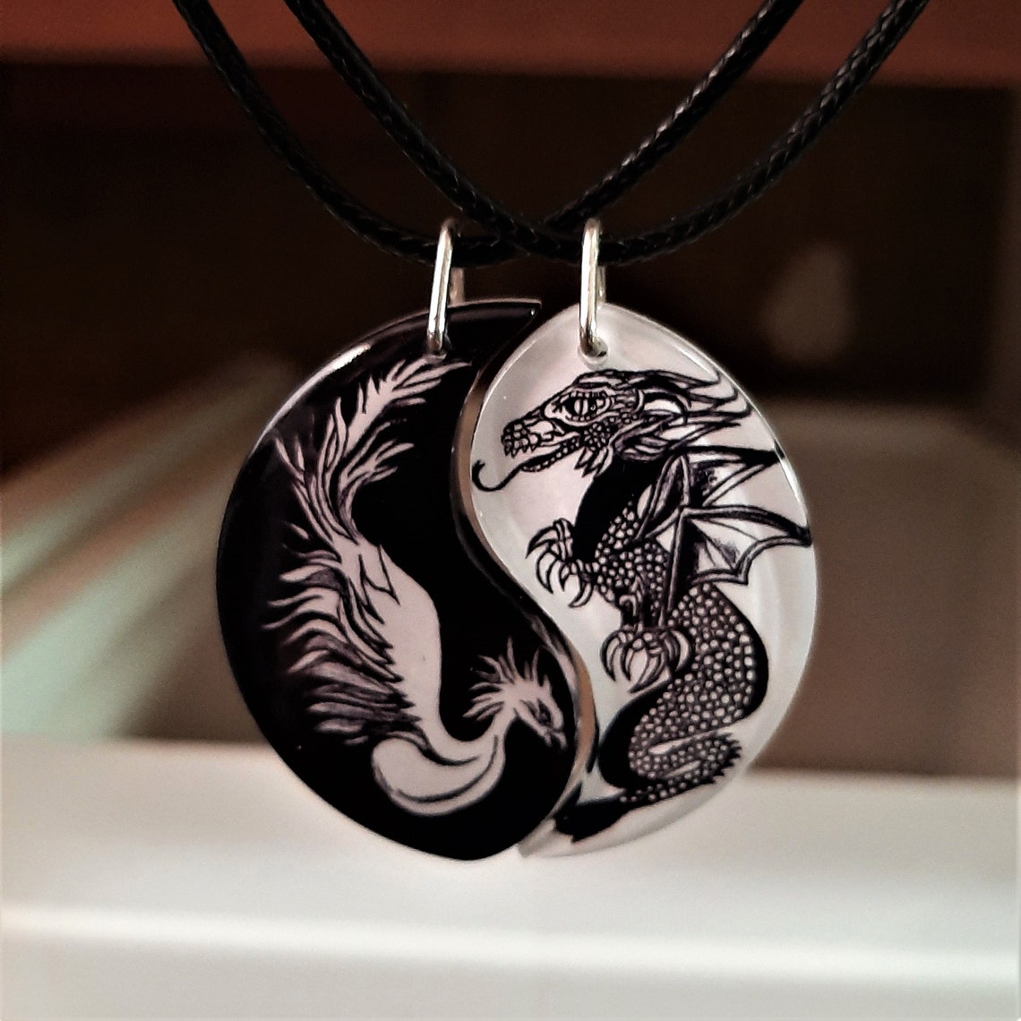 Phoenix and Dragon Friendship Necklaces Wedding Gift Couples Etsy