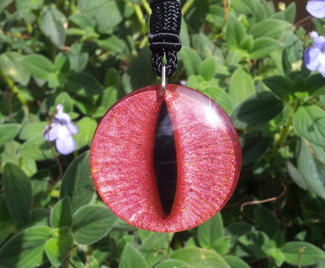 Dragon Eye Pendant, Multicoloured Layers of Resin, Eye Necklace, Red Eye, Resin Art, Statement