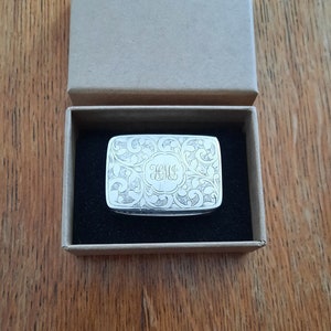 Sterling Silver Snuff Box, Monogram, Weighing 45.9 Grams, A Hinged Box in Fantastic Condition made by John Rose, Birm 1899, Victorian Silver