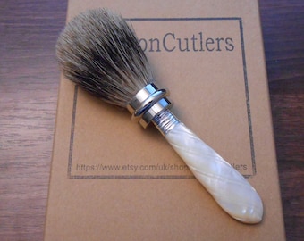 New Shaving Brush with Vintage Twist Mother of Pearl Handle Best Badger Natural Bristles Amazing Anniversary Gifts for Men by LondonCutlers