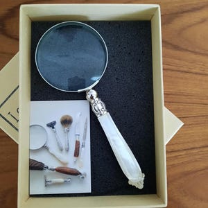 Small Magnifying Glass Carved Mother of Pearl Handle, Vintage Recycled Antique Cutlery, Magnifier, Glass Lens, Great Gifts by LondonCutlers