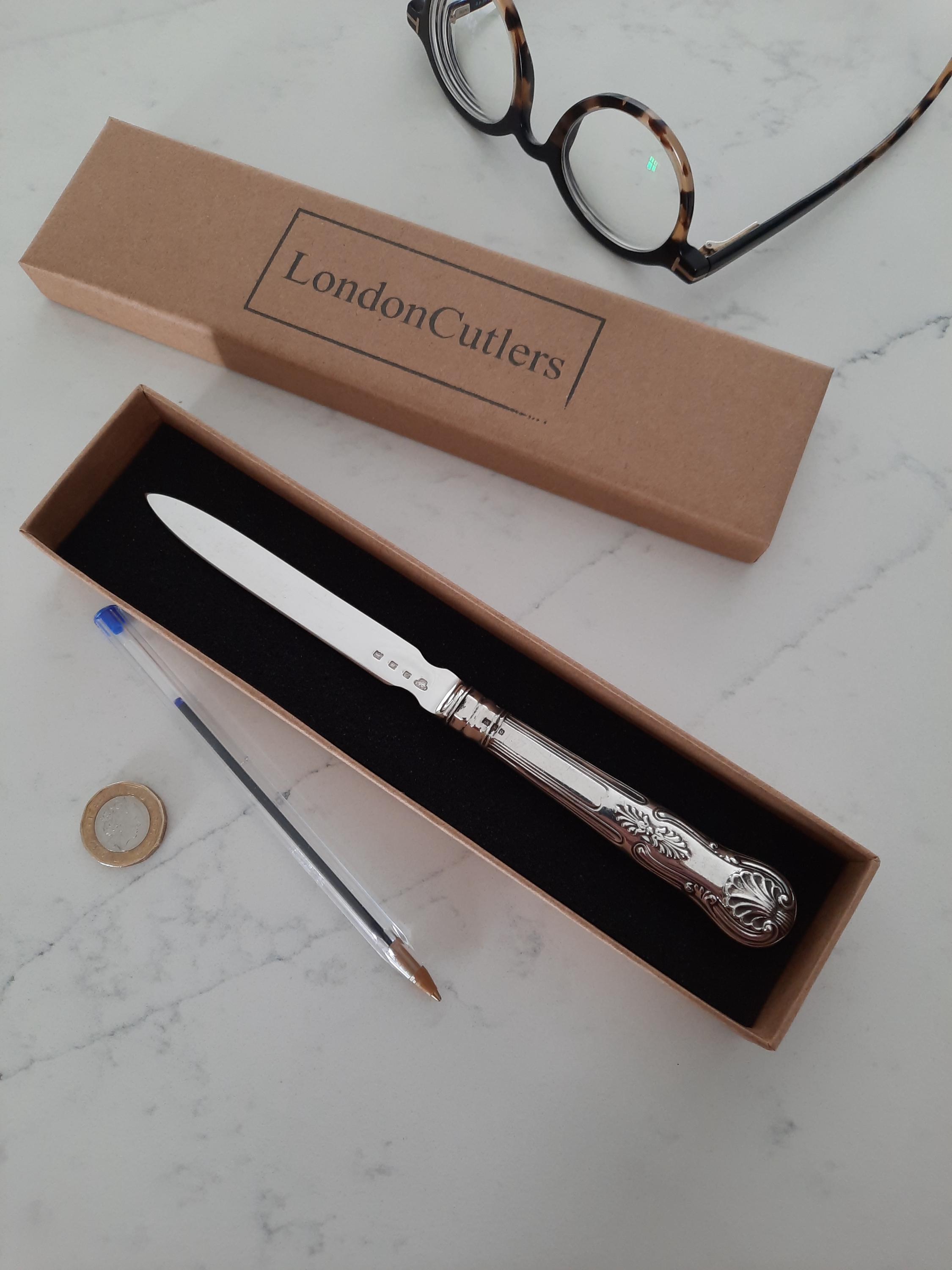 Antique Sterling Silver Letter Opener Hallmarked for London 1869 Recycled Cutlery by LondonCutlers Solid Silver Paper Slicer and Gift Box