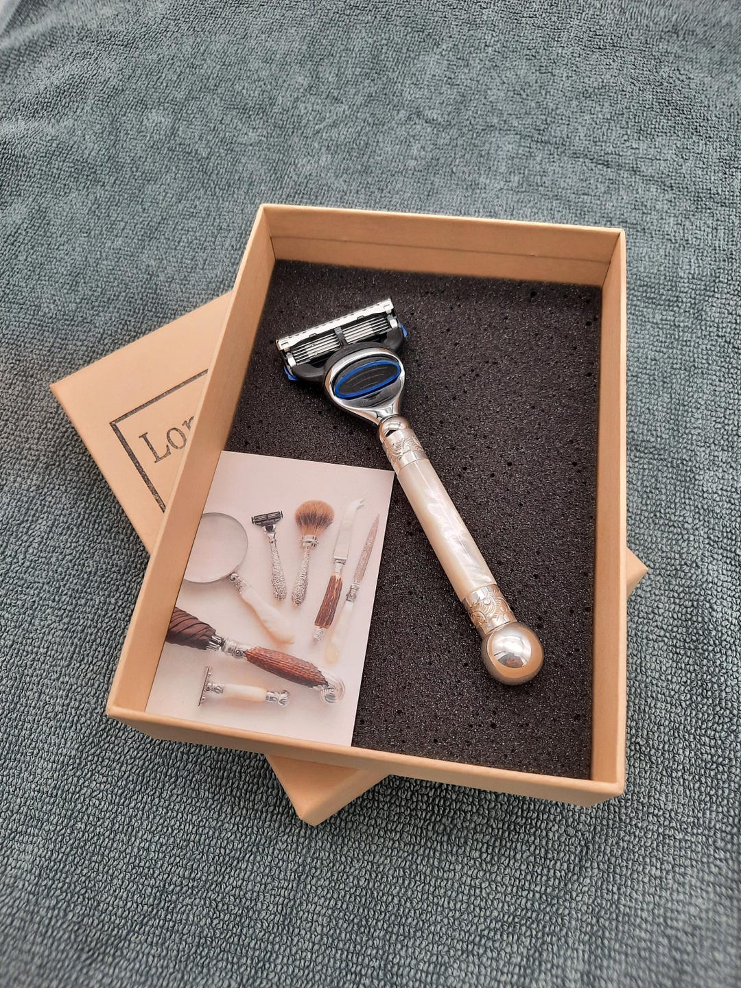 Packmother Razor Fusion Razor With Stunning Mother of Pearl Handle, Recycled Antique ...
