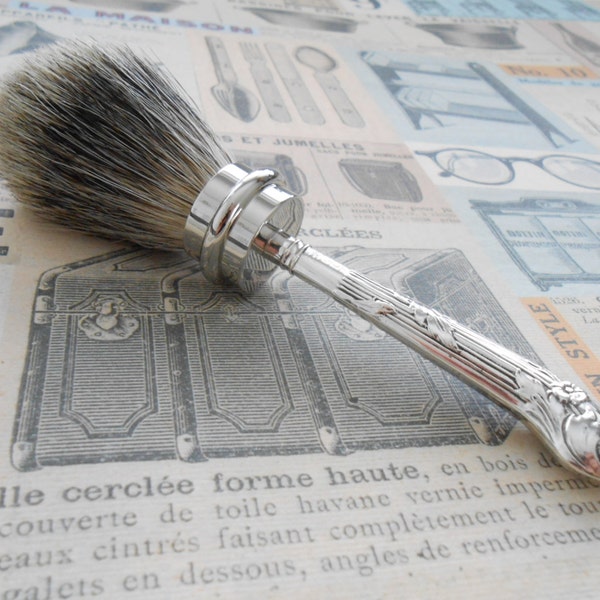 New Shaving Brush Antique Sterling Silver Handle Hallmarked Sheffield England 1913 Badger Hair Sterling Handle Nickel Plated Brush Holder