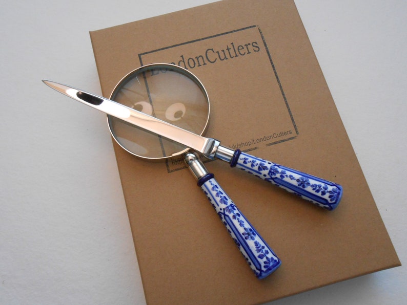 Magnifier and Letter High material Opener Desk Choice Pottery Handle Vintage Set with