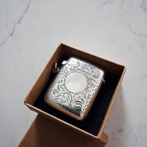 Beautifully Chased Sterling Silver Vesta Box Hallmarked Birmingham 1920 Victorian Match Strike 17 Grams Silver