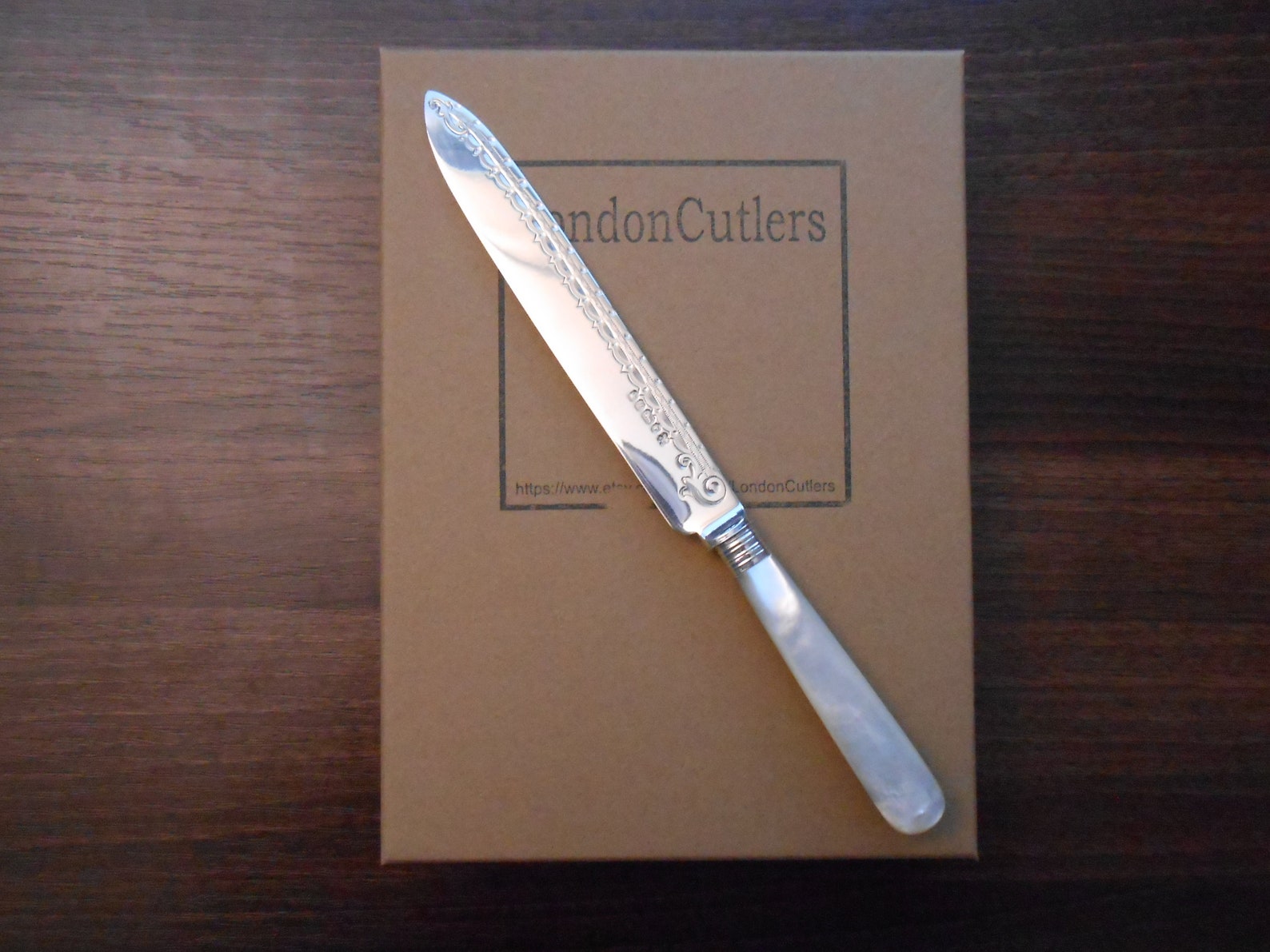 Sterling Silver Cake Knife With Mother of Pearl Handle Etsy