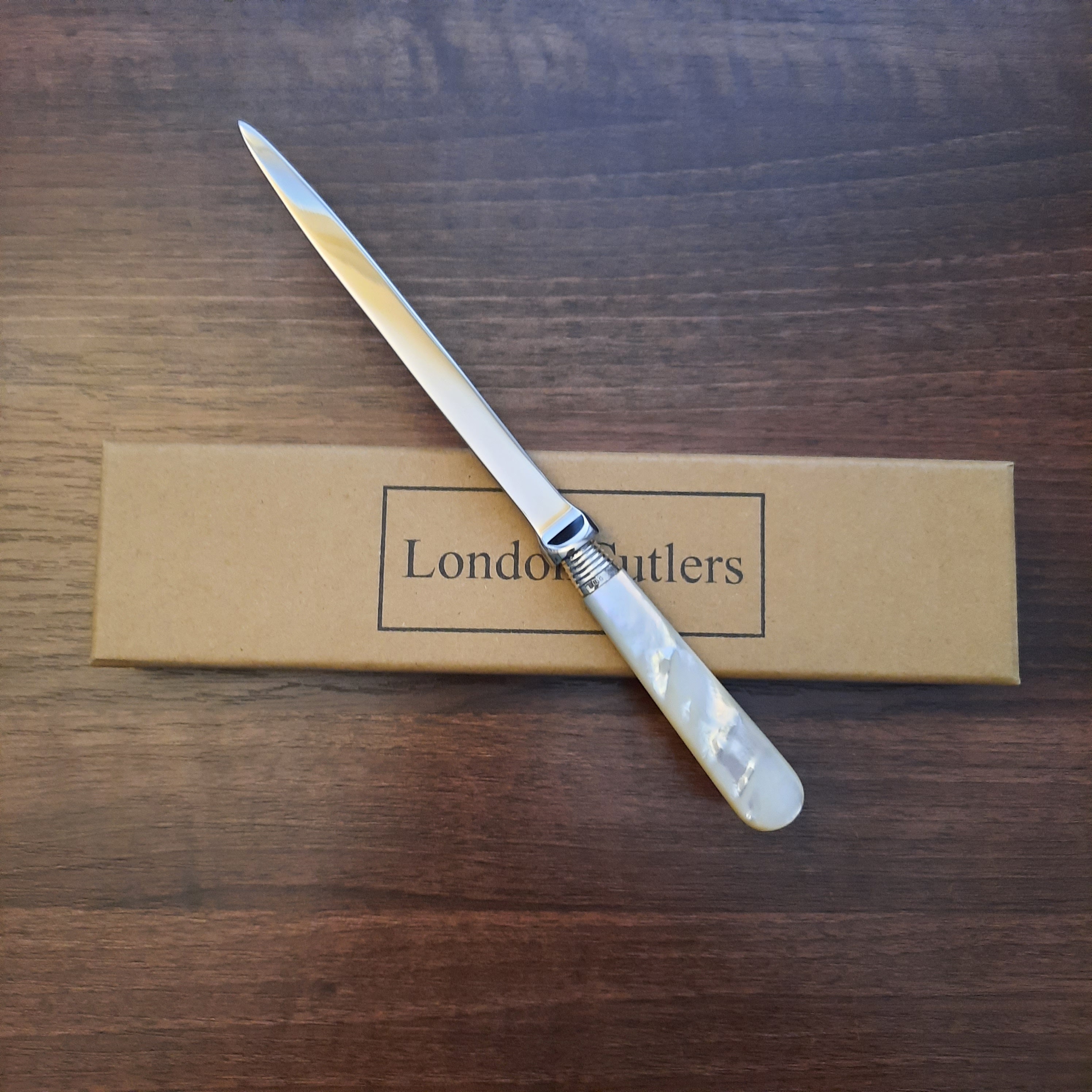 Large Letter Opener with Antique Mother of Pearl 18th Century Handle Recycled Cutlery Giftware for Men by LondonCutlers Stainless Steel