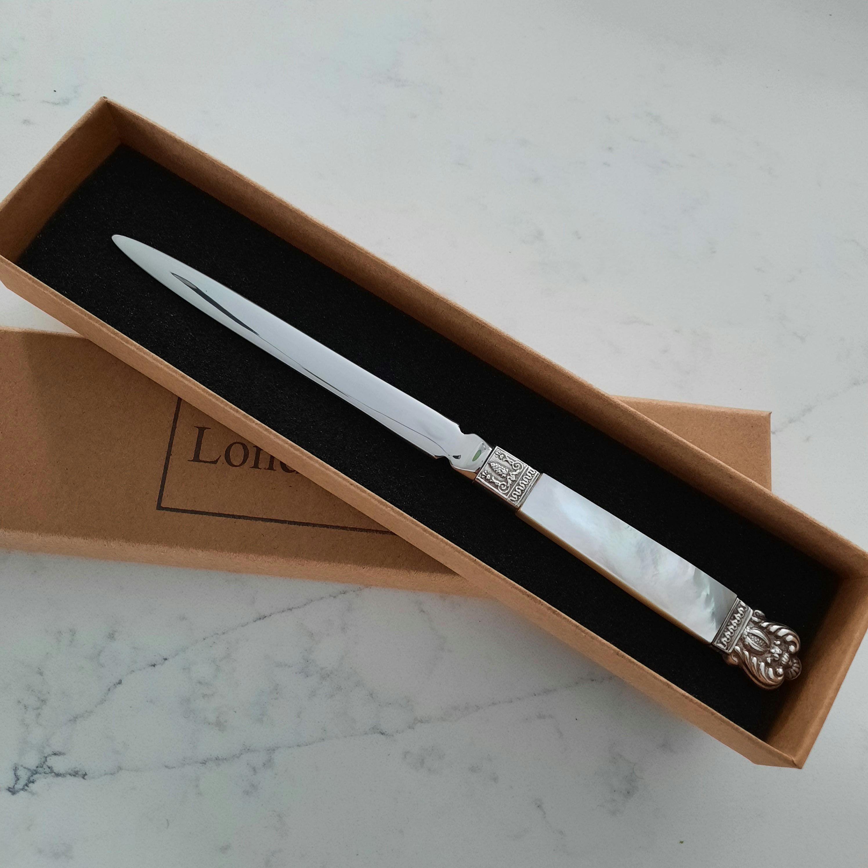 レターオープナー、マザーオブパールハンドル、EPNSトリム、ステンレス 