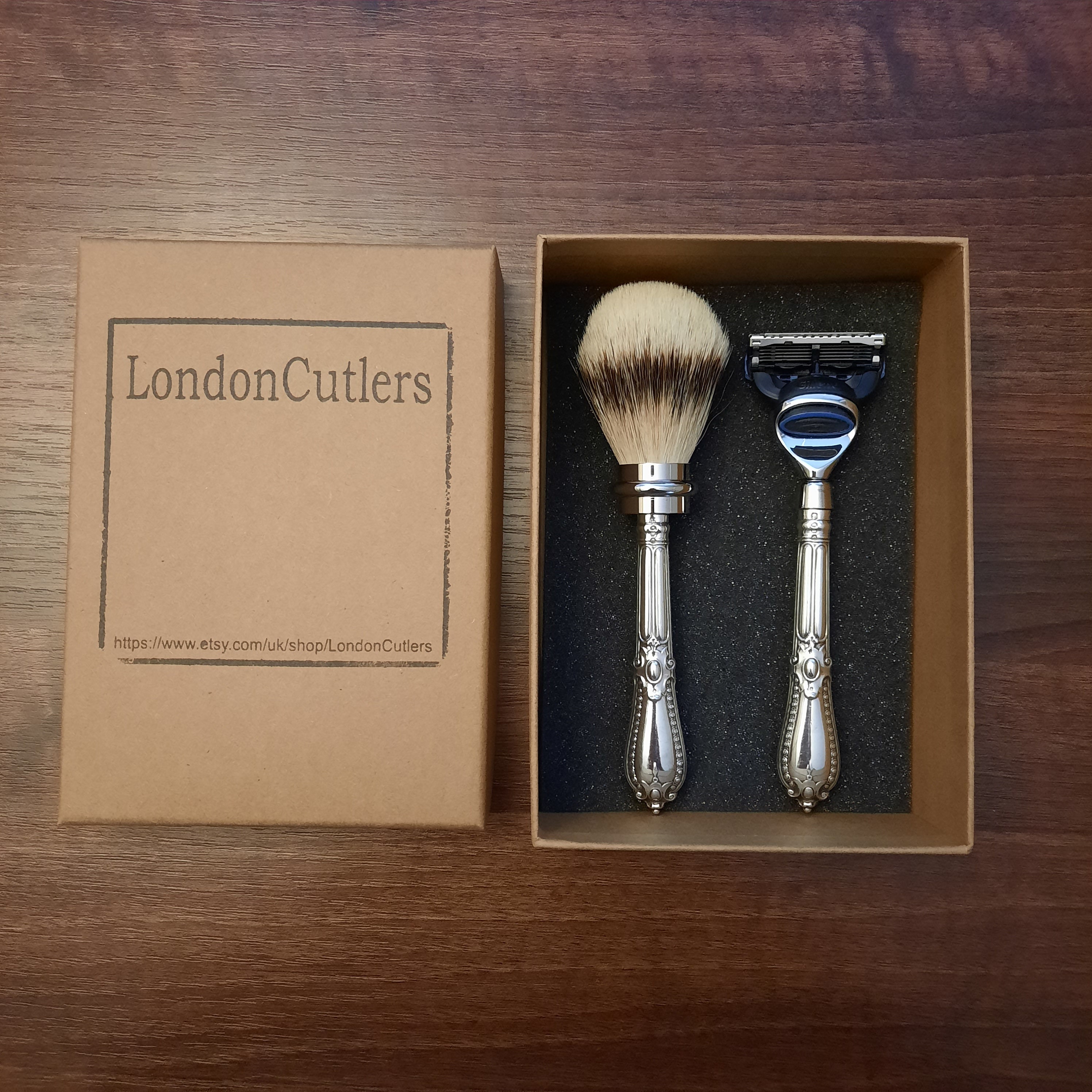 Fusion Razor Shaving Set Antique Sterling Silver Handles London