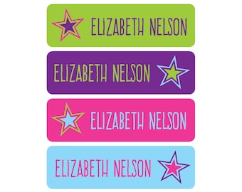 Daycare Labels - Waterproof and dishwasher safe labels for bottles, cups, utensils, bowls, lunchboxes - Stars