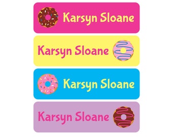 Waterproof Labels - Daycare Labels - Name Labels - Personalized Labels - Baby Bottle Labels - School Labels - Donuts