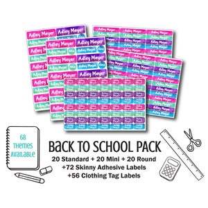 School Label Pack - 188 Name Labels - School Supply Labels - Name Stickers - Washable Name Tags- Waterproof Stick On and Clothing Tag Labels